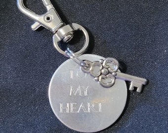 key to my heart keychain in sliver