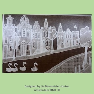 Amsterdam Canal houses, bobbin lace patterns