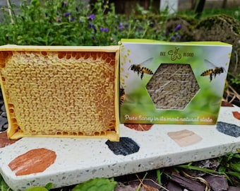 Frame of Summer Honeycomb from Small  Apiary  400-500grams Gift Pack