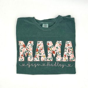 MAMA embroidered appliqué comfort colors floral shirt