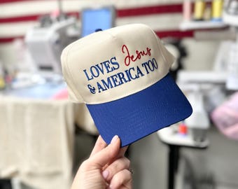 Patriotic Loves Jesus and America Too Five- Panel Hat