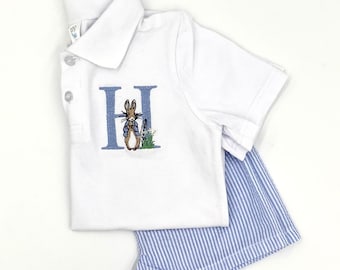 Personalized Boys Easter Rabbit Monogrammed shirt