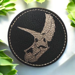Dinosaur Skull Iron-On Patch | Embroidered Fossil Patch | T-Rex, Triceratops, Carnotaurus | Prehistoric Jacket & Backpack Accessory