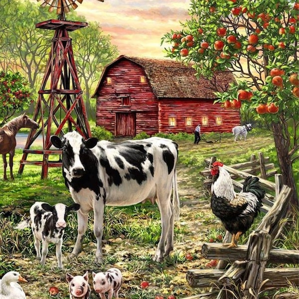 Farm Animals & Barn Diamond Painting Short Lint Soft Canvas Kit