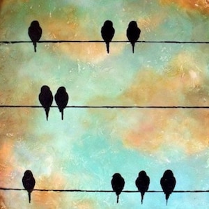 Birds on Wire Diamond Painting Soft Canvas Kit 20x30cm