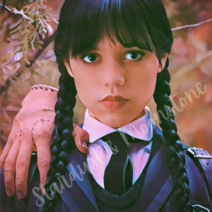 Cartoonized Wednesday Addams Digital Image Download. Wall art, screen saver, printable art, desktop wallpaper