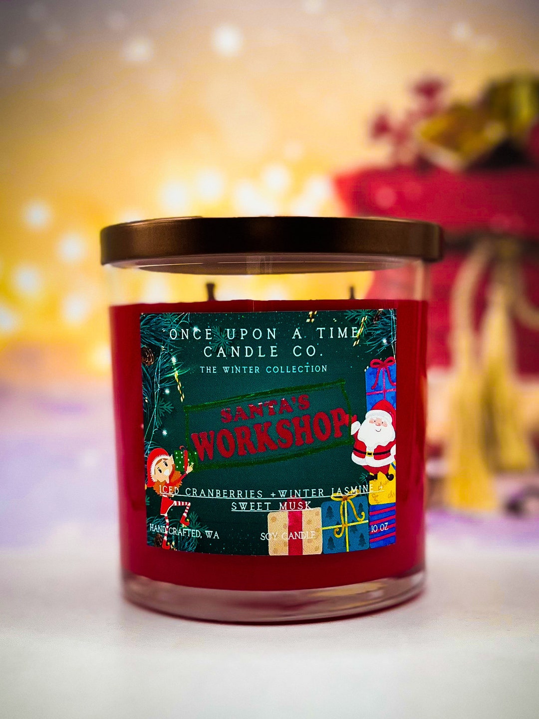 Santa's Soy Wax Candle Crisp Cranberries and Winter Jasmine Etsy