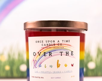 Wizard of Oz-Over the Rainbow-Rainbow Sherbet Soy Candle, decor, gift.