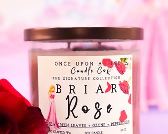 Briar Rose, candela in cera di soia della Bella Addormentata, collezione Signature