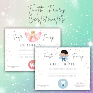 EDITABLE Tooth Fairy Certificate | First Tooth Lost | Kids Tooth Fairy | Lost Tooth Editable Template Printable Instant Download, Canva