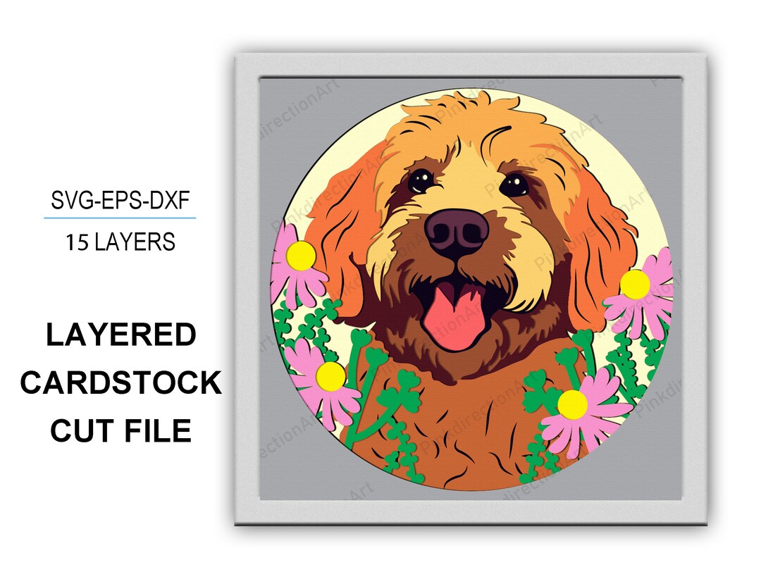 Goldendoodle Dog 3D Box Dog Shadow Box Svg Layered Svg Light Etsy