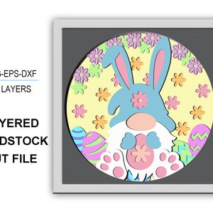 EASTER BUNNY GNOME 3D Box Easter Bunny Gnome Box svg 3D Layered Svg Kid Room 3D Box Cricut Files Light Box 3d paper cut