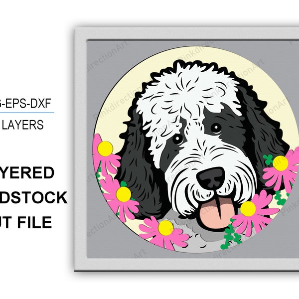 3D Sheepadoodle box Dog Shadow Box svg Layered Svg Light Box Svg Husky 3D Box svg Cricut File Silhouette Cardstock Svg 3d paper cut