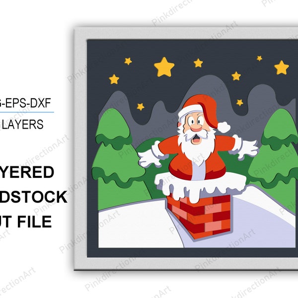 Santa stuck chimney 3D box, Merry Christmas Shadow Box svg Layered Svg Light Box Svg, Svg for cricut, Christmas Home Decor, Santa svg Santa stuck chimney 3D box, Merry Christmas Shadow Box svg Layered Svg Light Box Svg, Svg for cricut, Christmas Home Decor, Santa svg