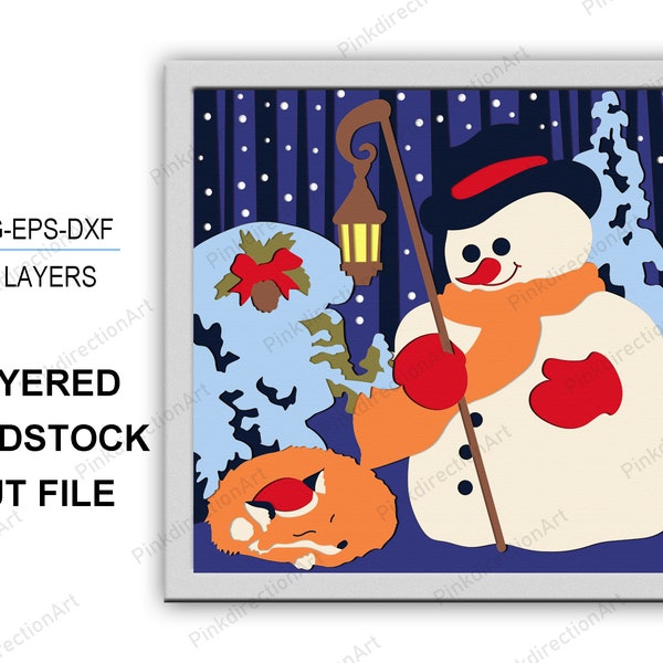 Snowman and Fox Christmas 3D box, Merry Christmas Shadow Box svg Layered Svg Light Box Svg, Svg for cricut, Christmas Home Decor, Snowman Snowman and Fox Christmas 3D box, Merry Christmas Shadow Box svg Layered Svg Light Box Svg, Svg for cricut, Christmas Home Decor, Snowman