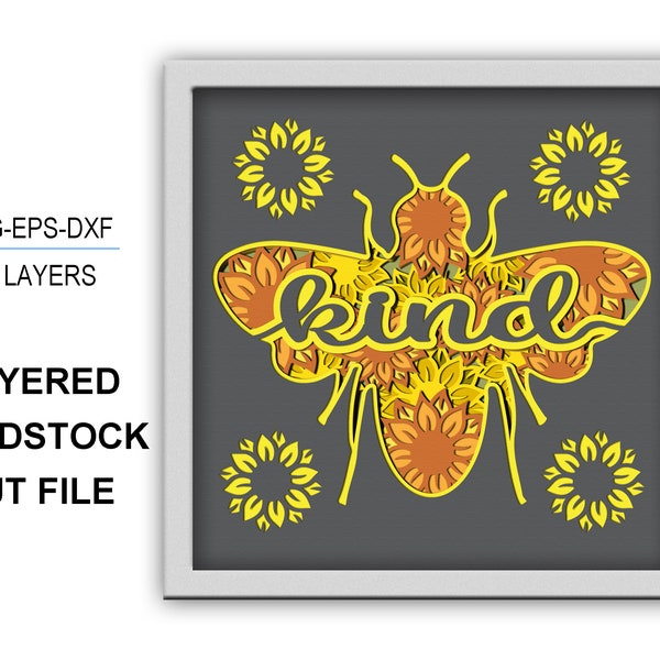 3D Bee kind SVG, Shadow Box svg, 3D Layered Svg, Light Box Svg, 3D Box, Cricut Files, Light Box 3d paper cut, for silhouette, 3D bee svg 3D Bee kind SVG, Shadow Box svg, 3D Layered Svg, Light Box Svg, 3D Box, Cricut Files, Light Box 3d paper cut, for silhouette, 3D bee svg