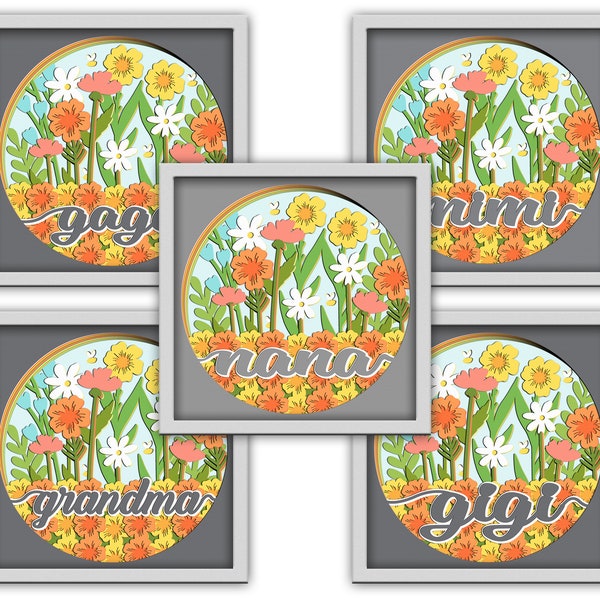 Bundle 3D NaNa, Mimi, Grandma, Gaga, Gigi, SVG, 3D Floral, Shadow Box, 3D Layered Svg, Light Box Svg, 3D Box, Cricut Files, Mother's Day Bundle 3D NaNa, Mimi, Grandma, Gaga, Gigi, SVG, 3D Floral, Shadow Box, 3D Layered Svg, Light Box Svg, 3D Box, Cricut Files, Mother's Day