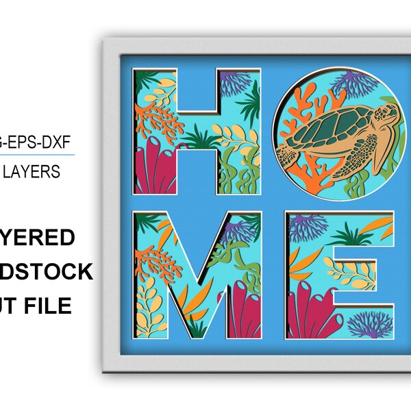 3D BEACH HOME Box SVG Beach Shadow Box 3D Layered Svg Light Box Svg Cricut Files For silhouette Layered cardstock