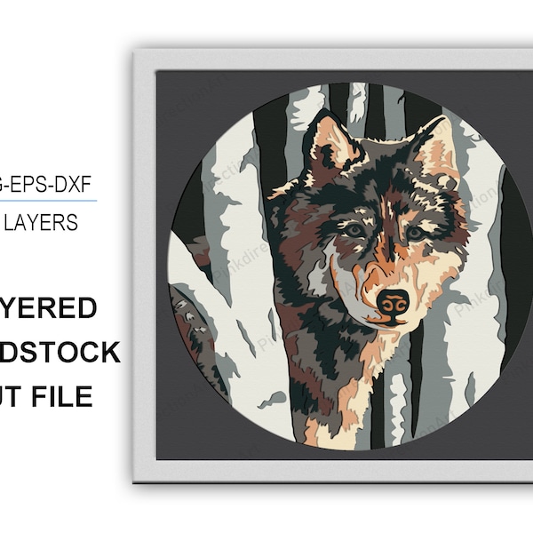 WOLF 3D Box WOLF Box svg 3D Layered Svg Kid Room 3D Box Cricut Files Light Box 3d paper cut