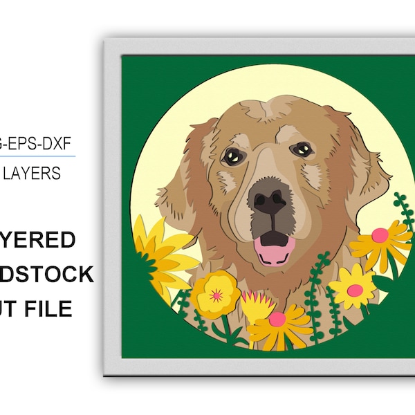 3D Golden Retriever box Dog Shadow Box svg Layered Svg Light Box Svg 3D Box svg Cricut Files Silhouette files Cardstock Svg 3d paper cut