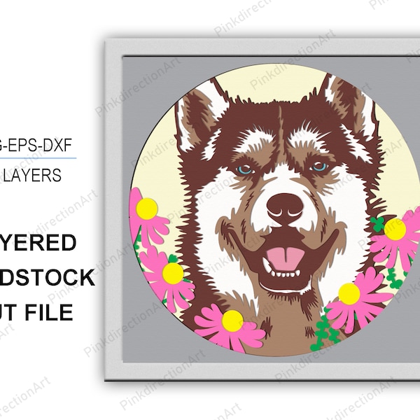 Red Brown Husky 3D Box, Red Brown Husky Shadow Box svg 3D Layered Svg Light Box Svg Cricut Files Light Box, Cardstock Svg, Red Brown Husky