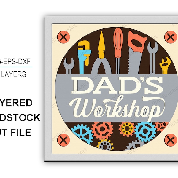 3D Dad's Workshop SVG Father's Day Shadow Box svg 3D Layered Svg Dad Light Box Svg Cricut Files Dad's Garage Cardstock Svg for silhouette