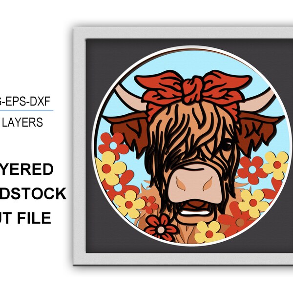 3D HIGHLAND COW box Cow Shadow Box svg 3D Layered Svg Light Box Svg 3D Box svg Cricut Files Silhouette files Cardstock Svg 3d paper cut