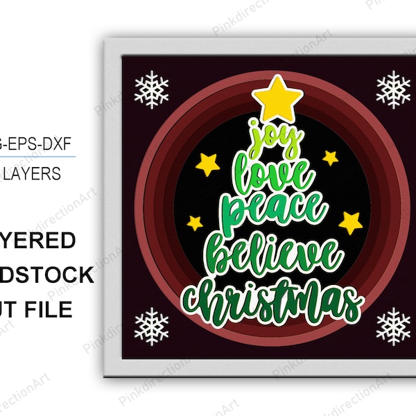 Christmas Tree 3D box, Merry Christmas Shadow Box svg Layered Svg Light Box Svg, Svg for cricut, Christmas Home Decor, Christmas Tree svg
