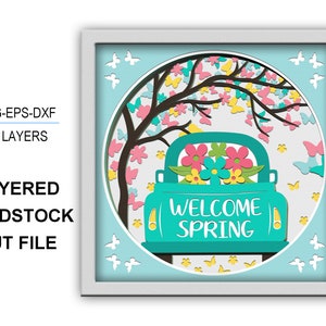 SPRING 3D Box SPRING Shadow Box svg 3D Layered Svg Light Box Svg  FLORAL Butterfly 3D Box Cricut Files Light Box 3d paper cut