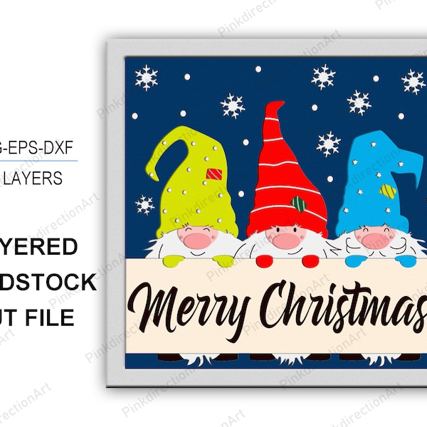 Gnomes Christmas 3D Box, Gnomes Christmas Shadow Box svg 3D Layered Svg Light Box Svg Cricut Files Light Box, Cardstock Svg, Gnomes svg