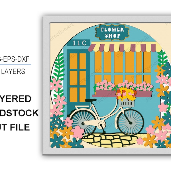 FLOWER SHOP 3D Box BICYCLE Shadow Box 3D Box Cricut Files Light Box paper cut