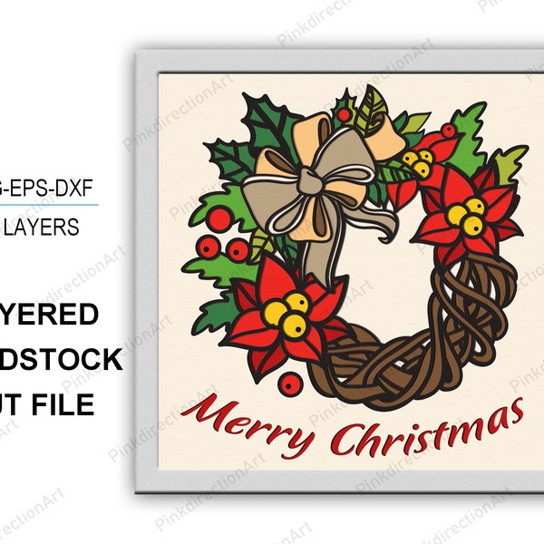 Christmas Wreath 3D box, Merry Christmas Shadow Box svg Layered Svg Light Box Svg, Svg for cricut, Christmas Wreath, Christmas Home Decor Christmas Wreath 3D box, Merry Christmas Shadow Box svg Layered Svg Light Box Svg, Svg for cricut, Christmas Wreath, Christmas Home Decor