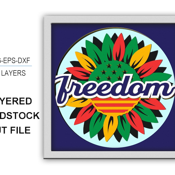 3D June Teenth SVG, 3D Floral, Shadow Box, 3D Layered Svg,Light Box Svg,3D Box, Cricut Files, American Shadow box svg, Sunflower freedom