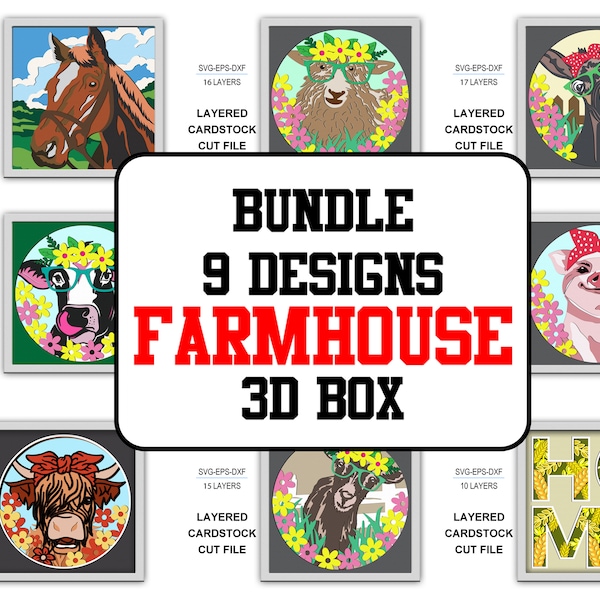 Bundle Farm House 3D box Farm House Shadow Box Layered Svg Light Box Svg Farm 3D Box svg Cricut File Silhouette Cardstock Svg 3d paper cut Bundle Farm House 3D box Farm House Shadow Box Layered Svg Light Box Svg Farm 3D Box svg Cricut File Silhouette Cardstock Svg 3d paper cut