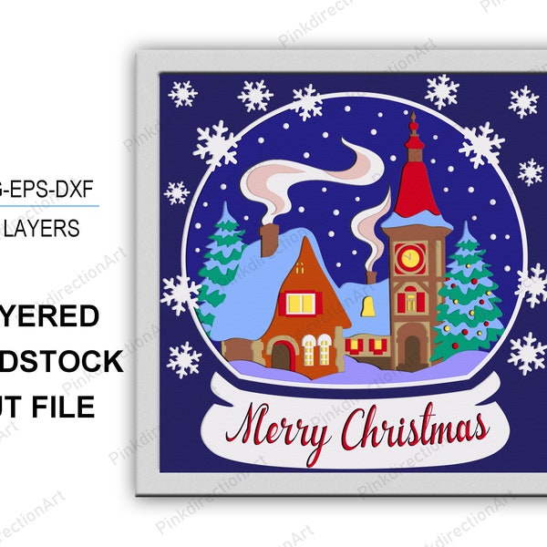 Snow Globe CHRISTMAS 3D box, Snow Globe Christmas Shadow Box svg Layered Svg Light Box Svg, Svg for cricut, Snow Globe svg, Merry Christmas