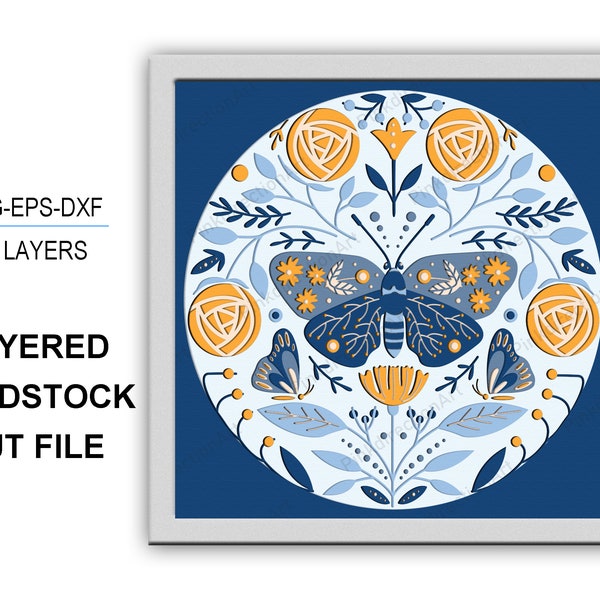 Scandinavian Butterfly 3D box, Scandinavian Butterfly Shadow Box svg Layered Svg Light Box Svg, Svg for cricut, Scandinavian Butterfly svg