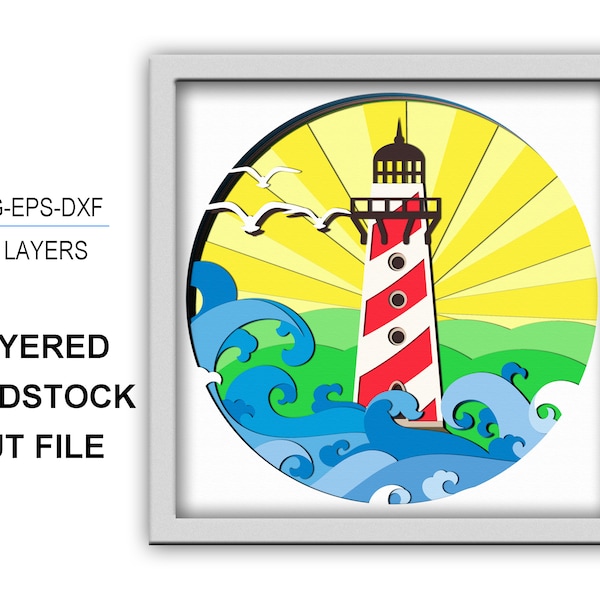 3D Lighthouse SVG Nautical Shadow Box svg 3D Layered Svg Light Box Svg 3D Box Cricut Files Light Box 3d paper cut