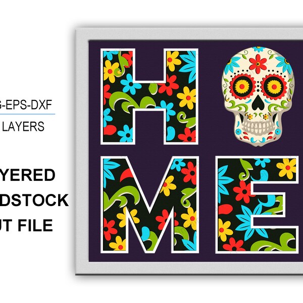 SKULL HOME 3D box, Skull Home Shadow Box svg, Skull Home Light Box Svg, Skull Home 3D Box svg Cricut File Silhouette Cardstock Svg