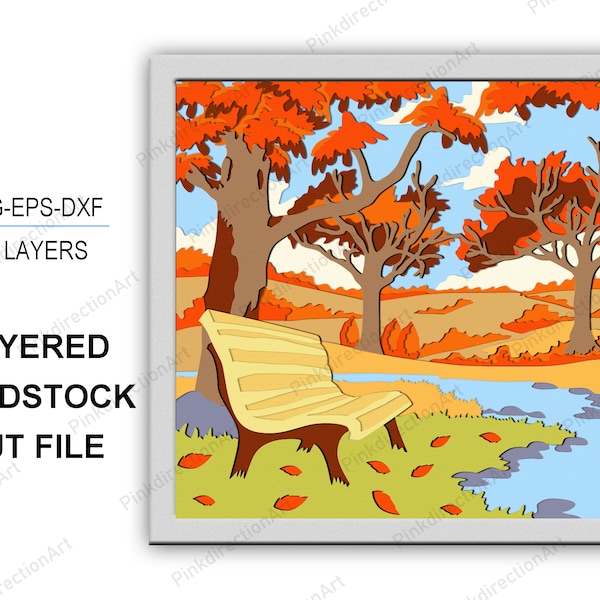 Autumn Park 3D Box, Autumn Park Shadow Box svg 3D Layered Svg Light Box Svg Cricut Files Light Box, Cardstock Svg,Autumn Park svg,Hello Fall