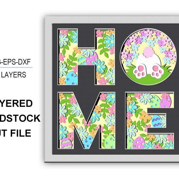 EASTER HOME 3D Box Easter Shadow Box svg 3D Layered Svg Light Box Svg FLORAL Butterfly 3D Box Easter Egg Cricut Files Light Box 3d paper cut
