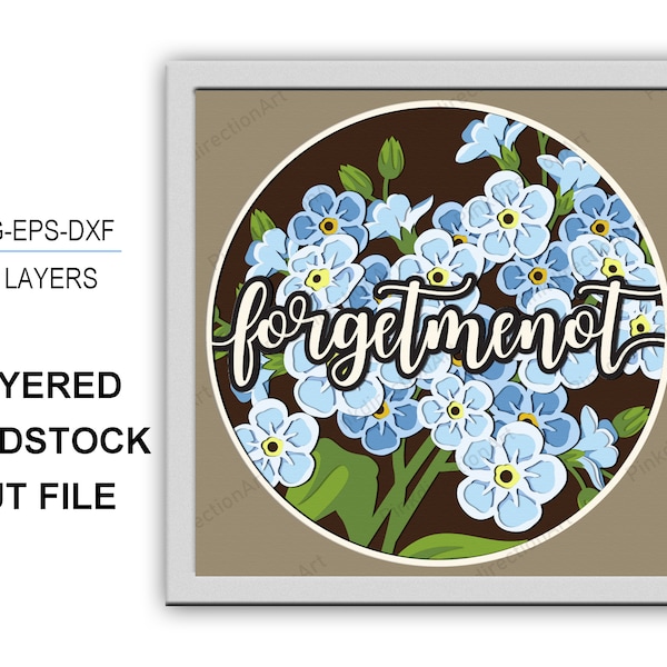 3D Forget Me Not SVG Forget Me Not Flower Shadow Box svg 3D Layered Svg Light Box Svg Cricut Files Cardstock Svg for silhouette