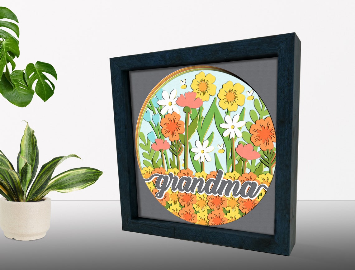 3D Grandma SVG 3D Floral Shadow Box 3D Layered Svg Light Etsy Hong Kong