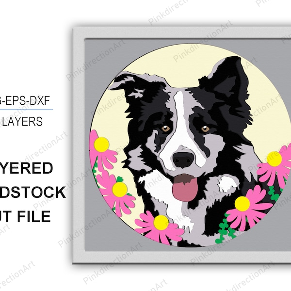 Adult Border Collie 3D box, Adult Border Collie Shadow Box svg Layered Svg Light Box Svg, Svg for cricut, Adult Border Collie svg, Cardstock