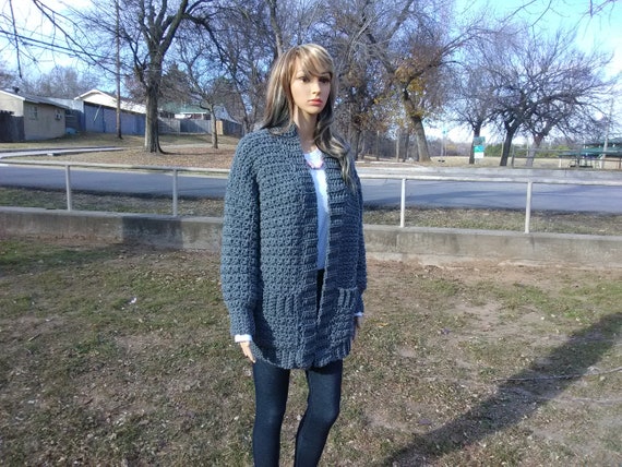 Gray open cardigan sweater sale