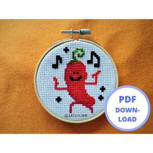 Salsa dancing jalapeño - Cross stitch pattern PDF