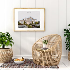 Custom House Portrait from Photo, Personalised Housewarming Gift, Wedding Venue, Family Home, Buildings and Destination Portrait from Photo