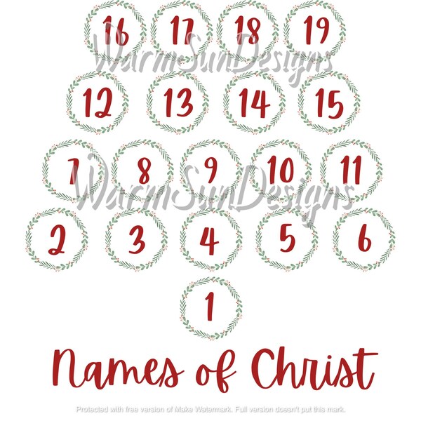 25 Names of Christ Advent Calendar (Christmas tree shape)
