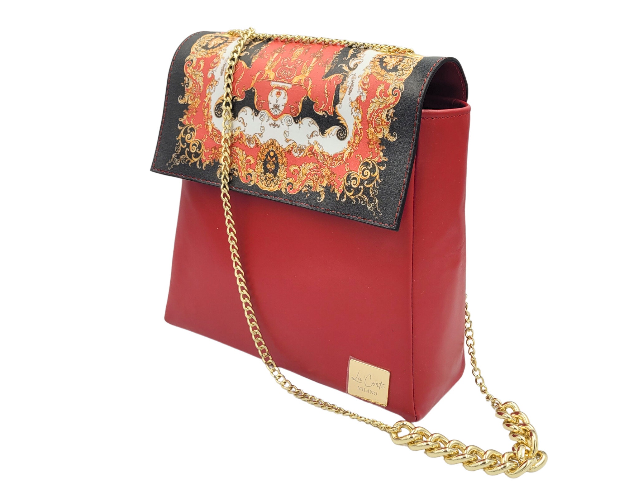 Red Italian Leather Handbag/Gold Tone Accent – The Prudent Princess