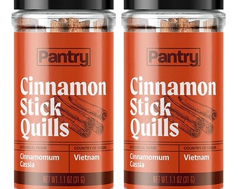 Pantry Premium Cinnamon Stick Quills, Saigon Cassia Whole Cinnamon Sticks, Sabor robusto, De origen orgánico de Vietnam, 1.1 Oz - 2 Pack