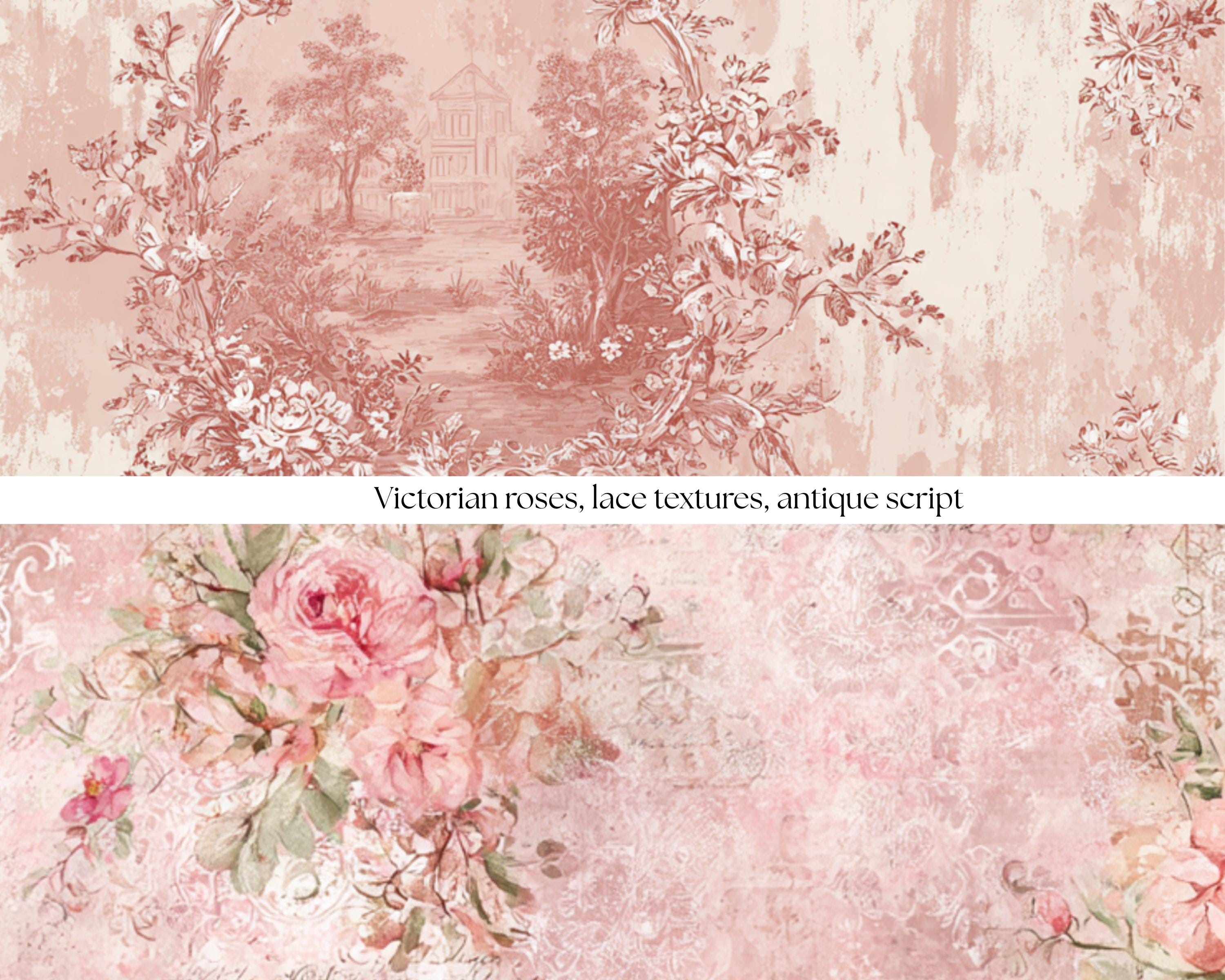Shabby Chic Rose Seamless Pattern, Pink Vintage Floral Repeat, Coquette ...